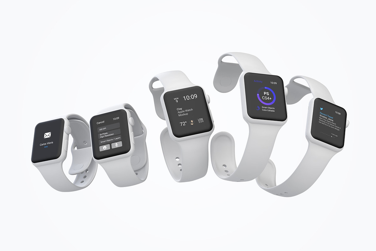 Clay Apple Watch Mockups Pack 01, a Wearable Device Mockup by Mockups by Carlos Viloria (Photo 9 of 25)