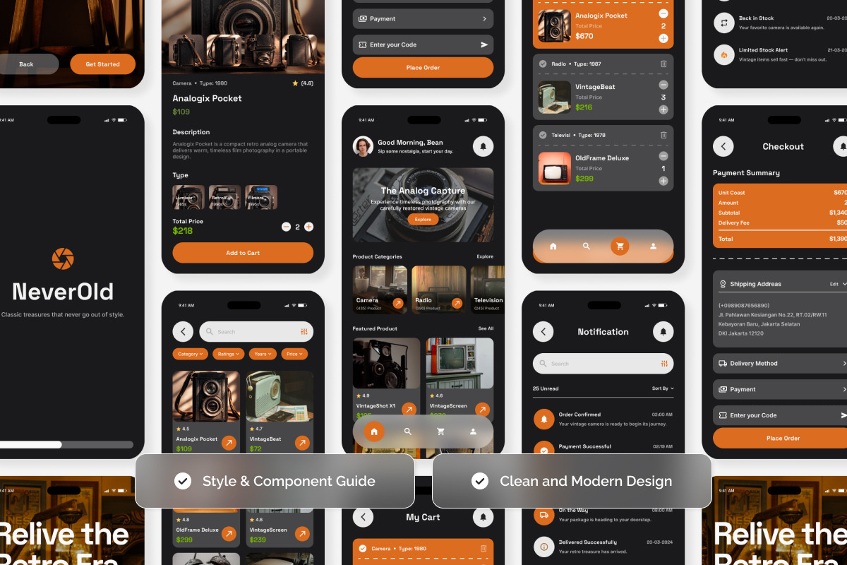 NeverOld - Retro Tech E-commerce UI, an App Template by twinstd (Photo 3 of 5)