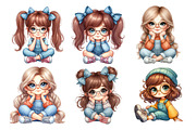Watercolor Quirky Girl Clipart Bundl, an Illustration by Daily.Designs (Thumbnail 3 of 5)