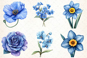 Blue Flowers Clipart, an Illustration by DreamCafeArt (Thumbnail 3 of 7)