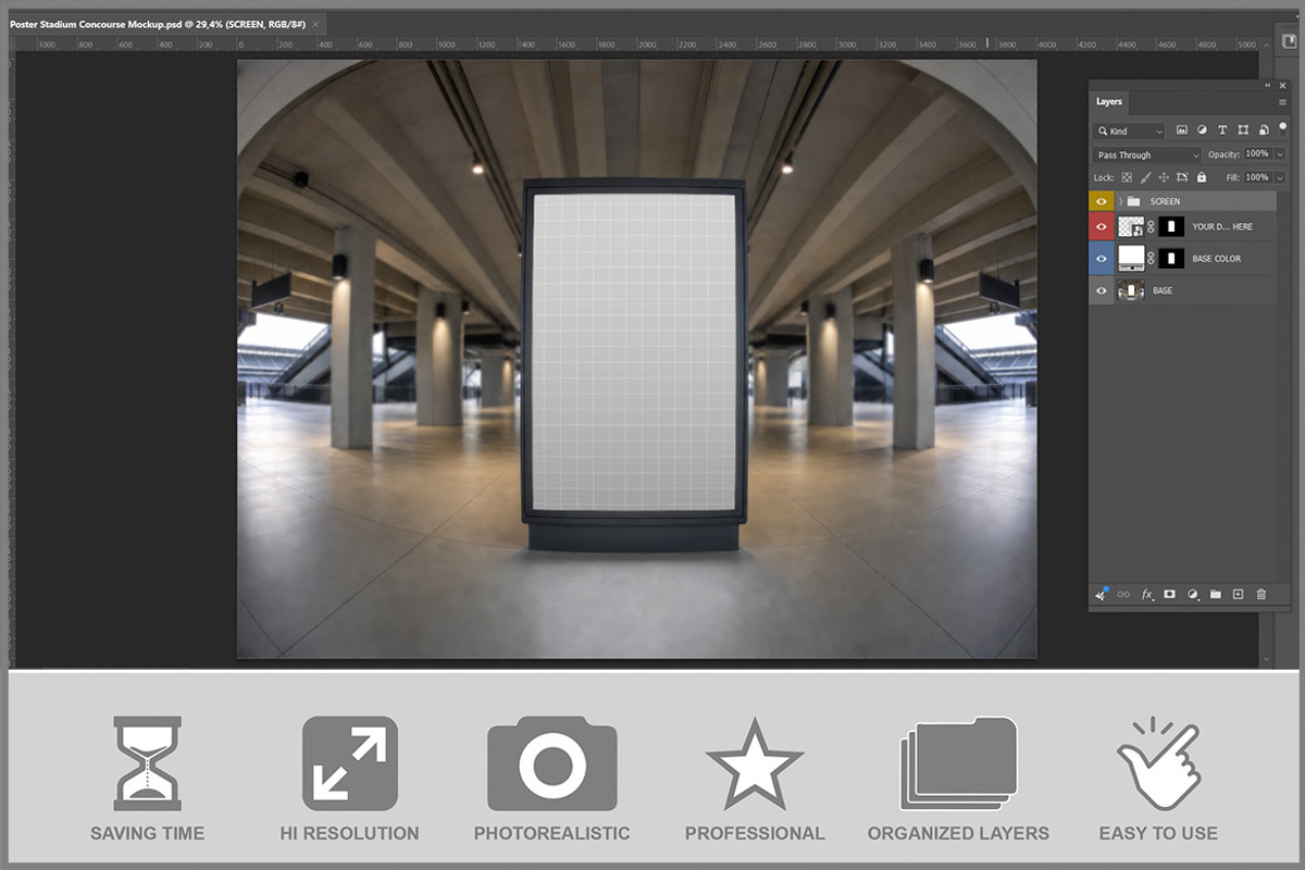 Poster Stadium Concourse Mockup PSD, an Advertising Mockup by Bruno's Shop (Photo 2 of 3)