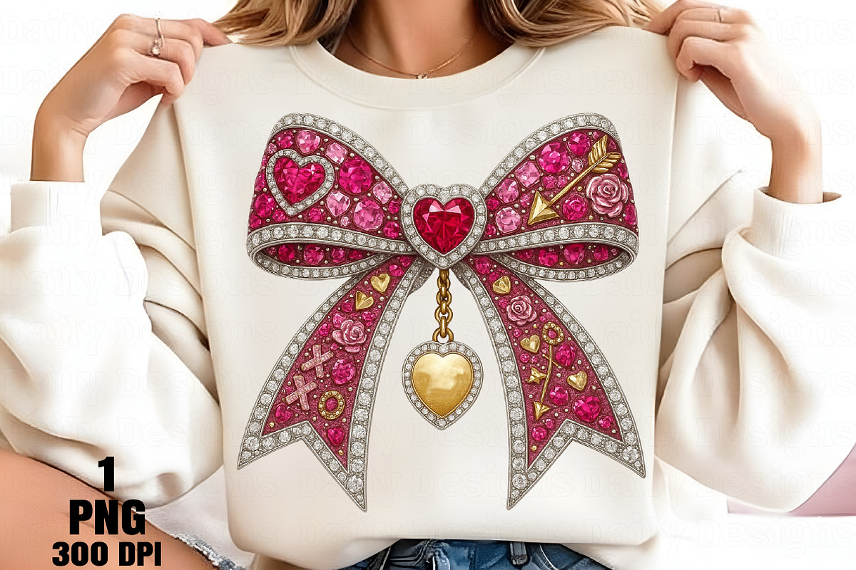 Rhinestone Valentines Bow Png, an Illustration by Daily.Designs (Photo 4 of 5)