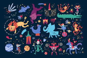 Space Circus. Graphic Set