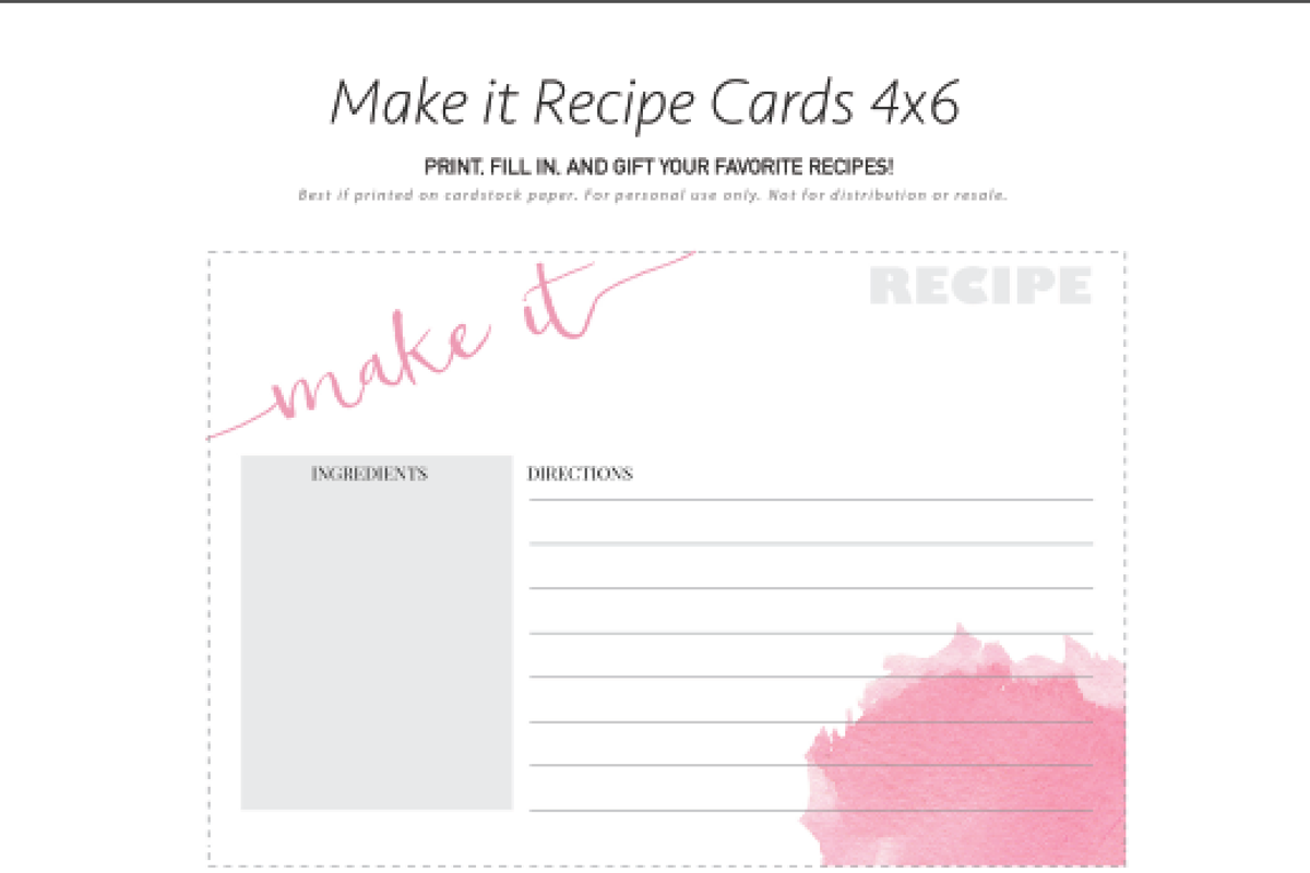 50% Off-Watercolor Recipe Cards 4x6, a Card Template by OhEverythingHandmade (Photo 2 of 2)