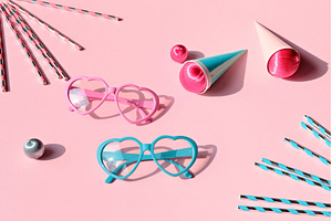Heart-shaped sunglasses in pink and, a Photo by tilialucida
