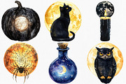 Full Moon Spooky Halloween Clipart, an Illustration by Canvas Craft (Thumbnail 2 of 7)