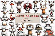 Quirky Farm Animals PNG Clipart, an Illustration by Libby Wishes (Thumbnail 1 of 6)