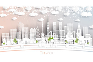 Tokyo. Japan. Winter city skyline.