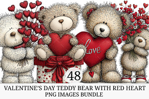 Valentine’s Day Teddy Clipart, an Illustration by Craft Nest