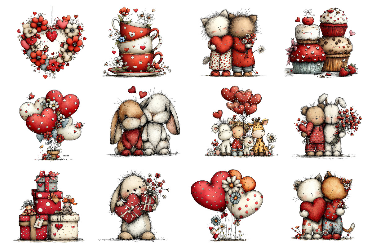 Whimsical Valentine's Day Clipart, an Illustration by Dream Creation (Photo 7 of 8)