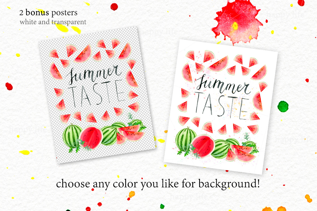 Watermelon watercolor kit, a Food Illustration by Elegantia (Photo 6 of 8)