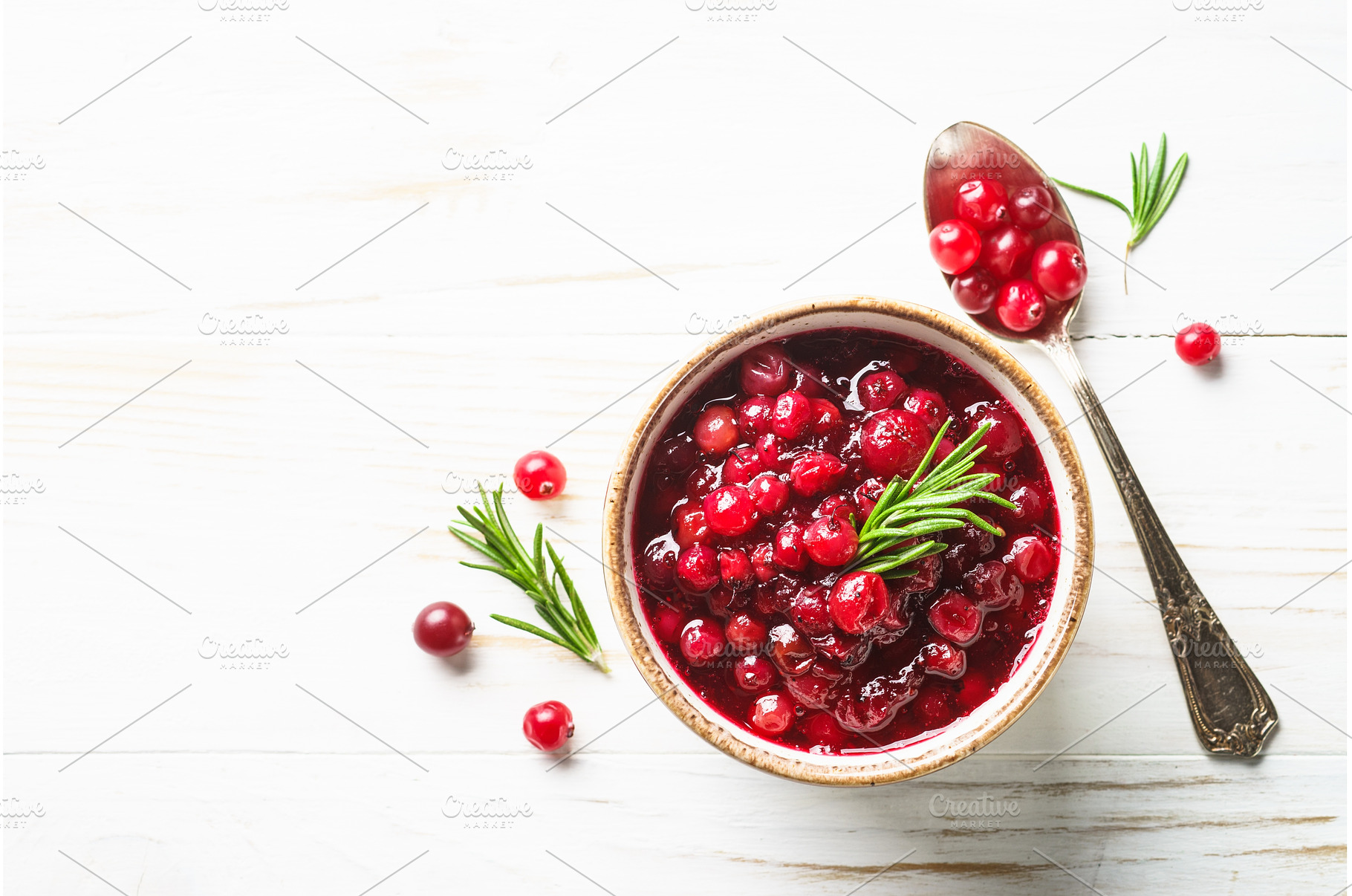 Cranberry sauce in a bowl top view., a Food & Drink Photo by Nadia-nb