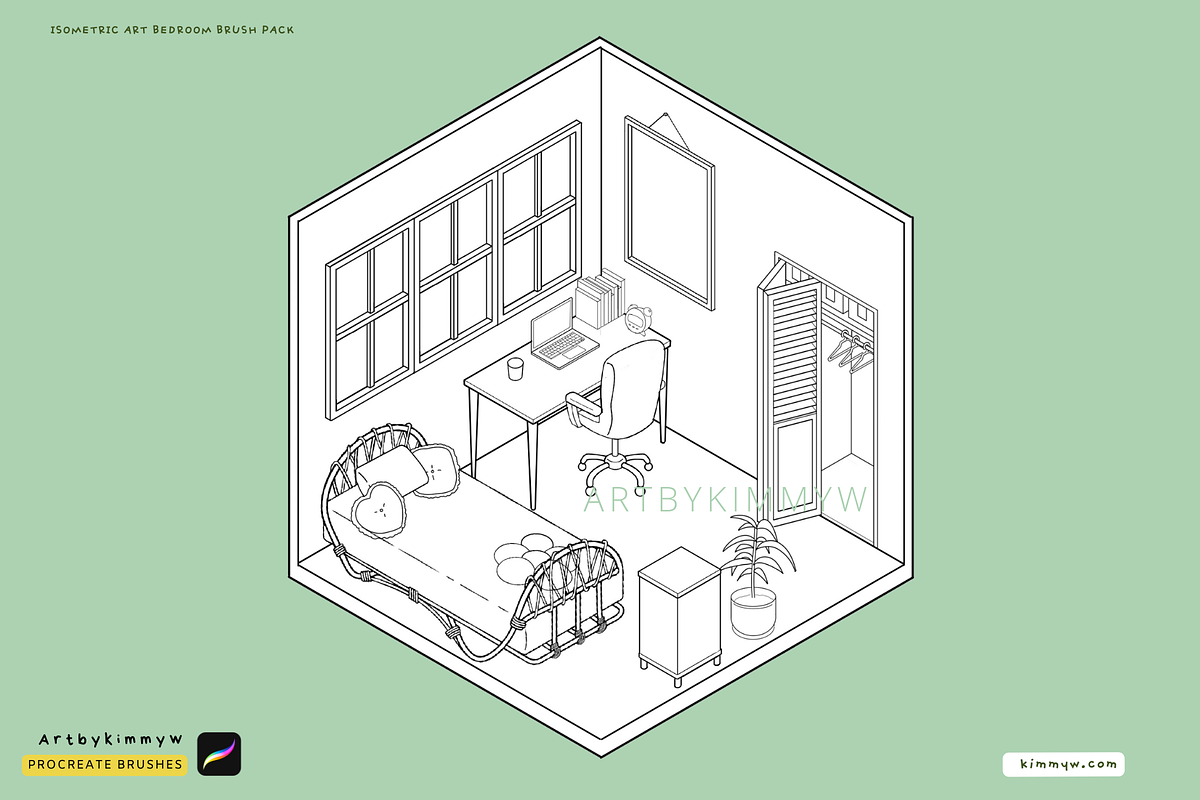 Procreate Isometric Room Brush Pack, a Brush Add-On by Artbykimmyw (Photo 11 of 18)