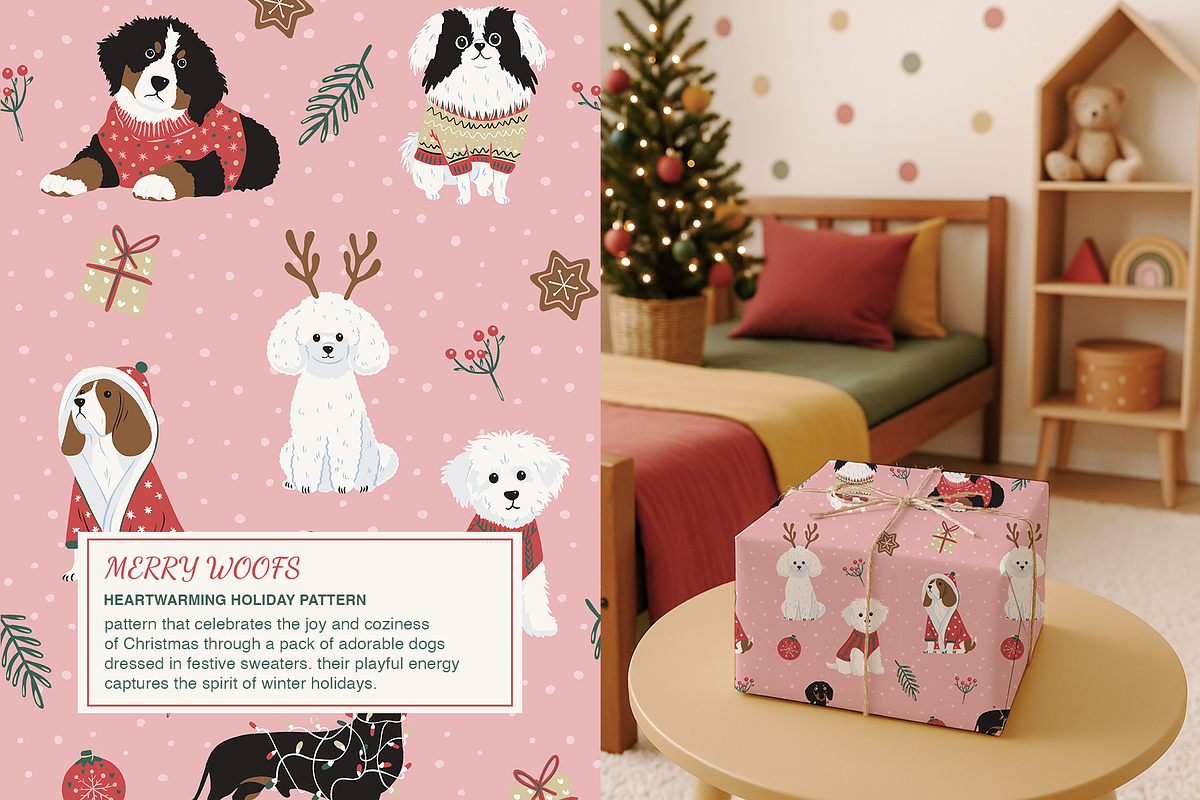 Christmas Doggy Dog Pattern, a Pattern Graphic by Mariia Kovalchuk (Photo 6 of 10)
