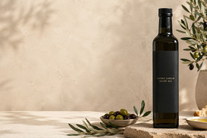 Olive oil and bread on a table, a Photo by Beautiful things