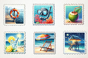 Summer Beach Postage Stamp Clipart, an Illustration by RobertsArt (Thumbnail 3 of 5)