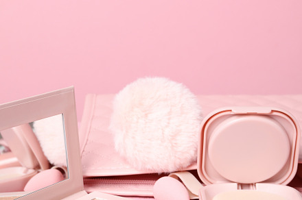 Concept of female accessories, different cosmetics, space for te, a Beauty & Fashion Photo by AtlasStudio PRO