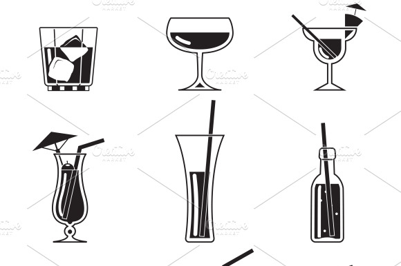 Black Cocktail Icons