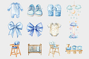 Watercolor Baby Boy Clipart, a Seasonal Illustration by Design Market (Thumbnail 3 of 5)