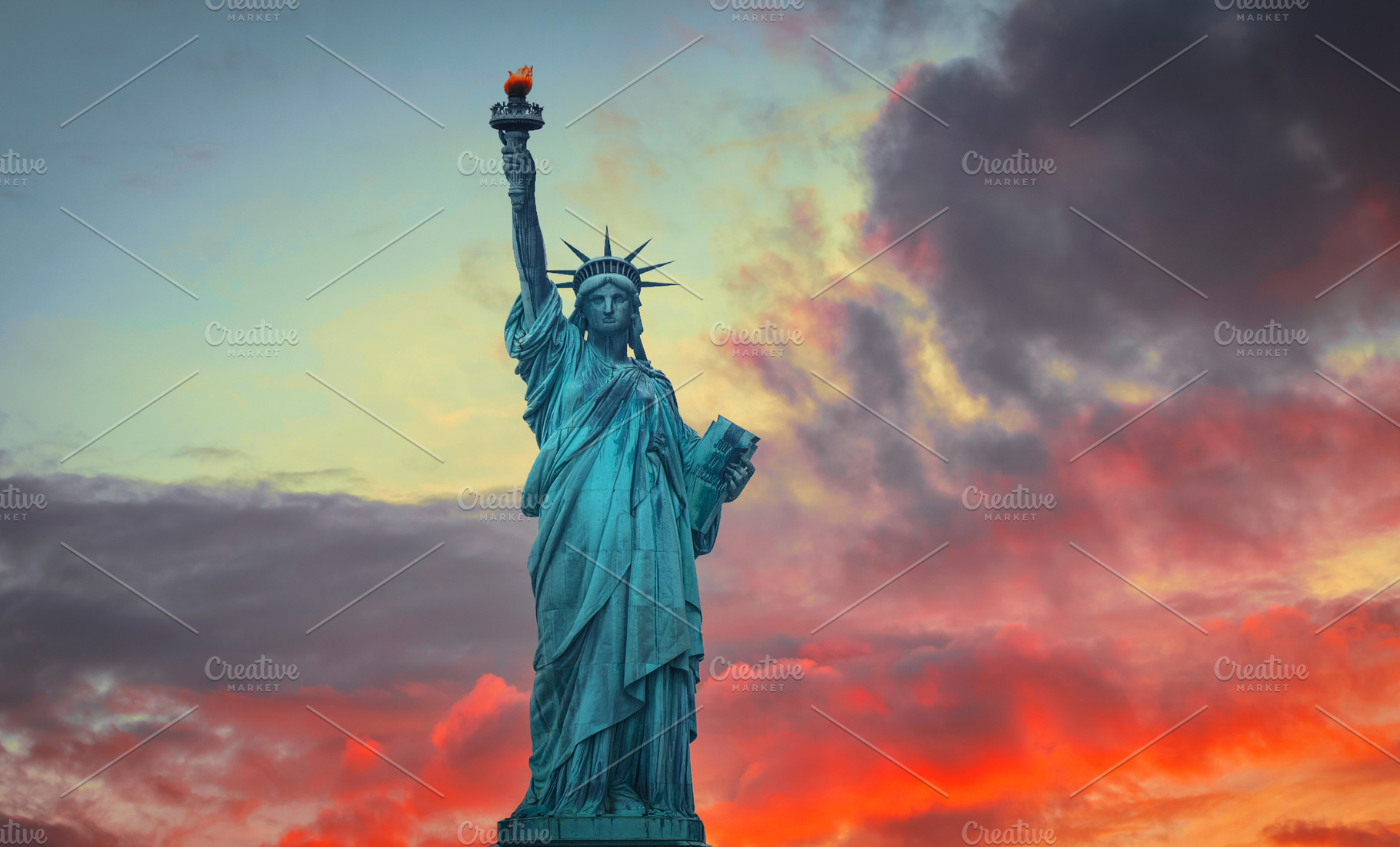 Sunset over the Statue of Liberty, a Photo by Pictures for you!!!!!!!!!
