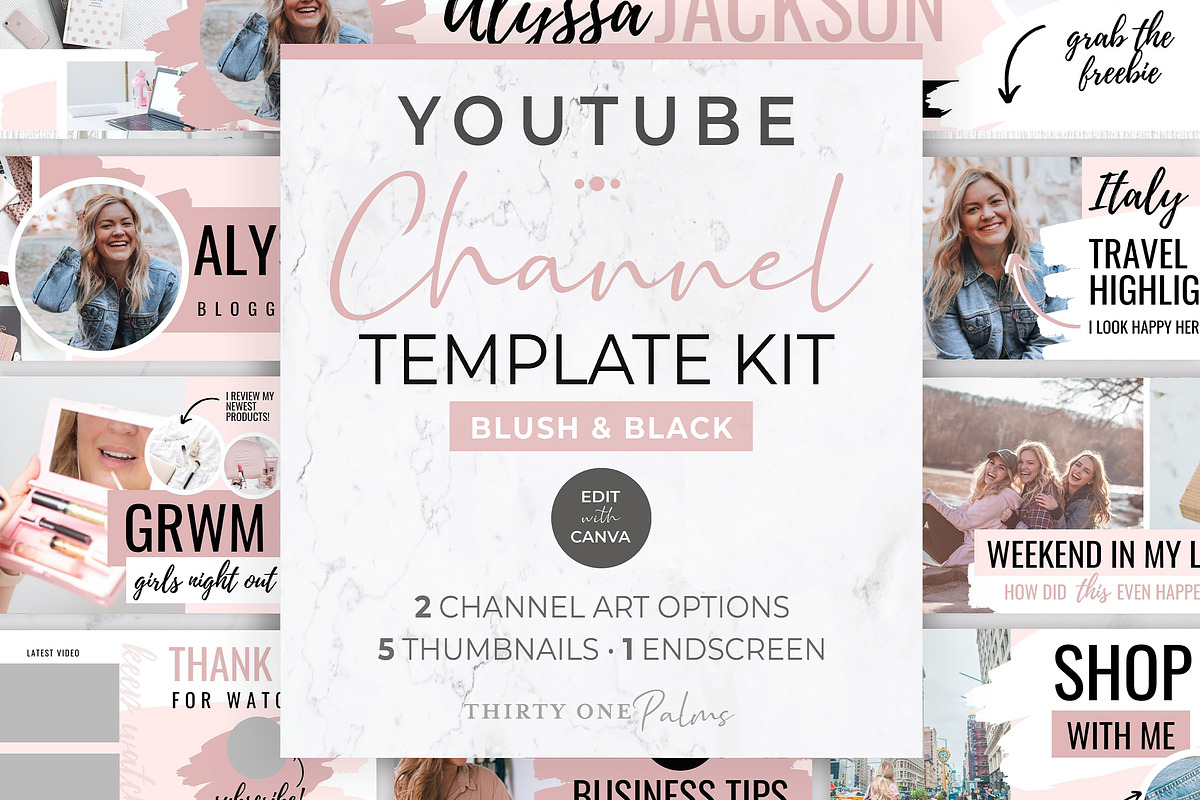 Youtube Channel Kit for Canva, a Social Media Template by Thirty One Palms Studio (Photo 1 of 7)