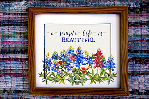 Bluebonnet Watercolor Clip Art