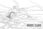 Andros Island Greece Coloring Page | Illustrations ~ Creative Market