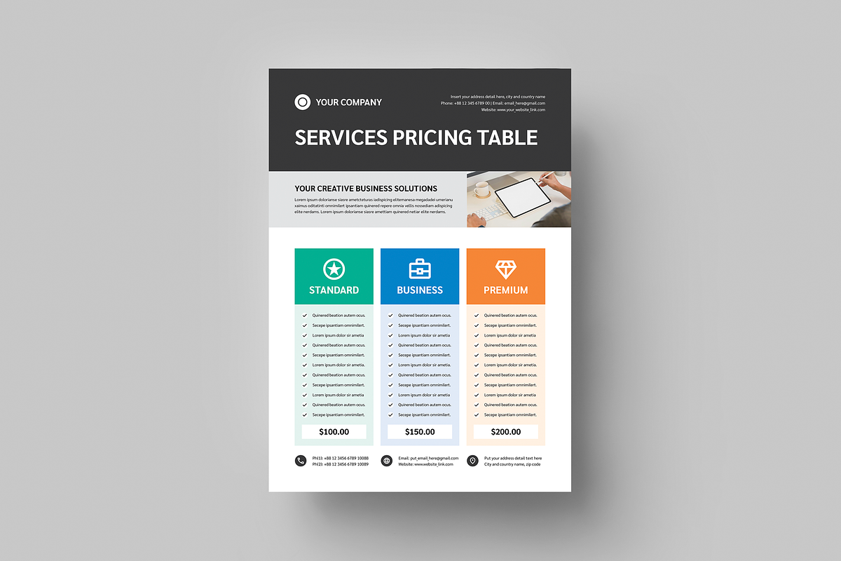 Pricing Table Flyer | Canva & INDD, a Flyer Template by Leaflove (Photo 4 of 8)
