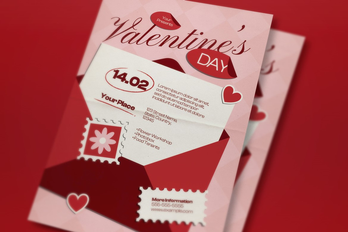 Red Valentine's Day Flyer Set, a Flyer Template by graphicook (Photo 2 of 3)