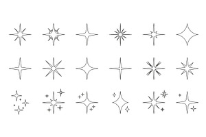 Sparkle Star Line Icon Set, an Object Illustration by Vector Creator