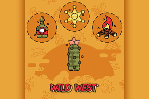 Wild West Flat Concept Icons