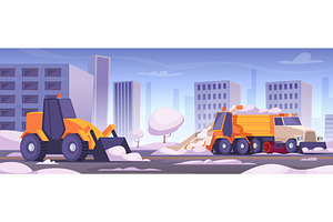 Urban snow removing. City landscape, a Transportation Illustration by Onyx