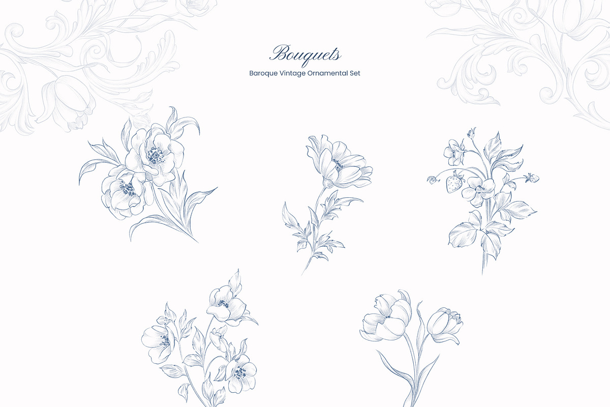 Baroque Vintage Ornamental set, a Decorative Illustration by Yuliia Lashevska (Photo 4 of 19)