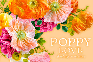 Poppy Love Floral Clip Art