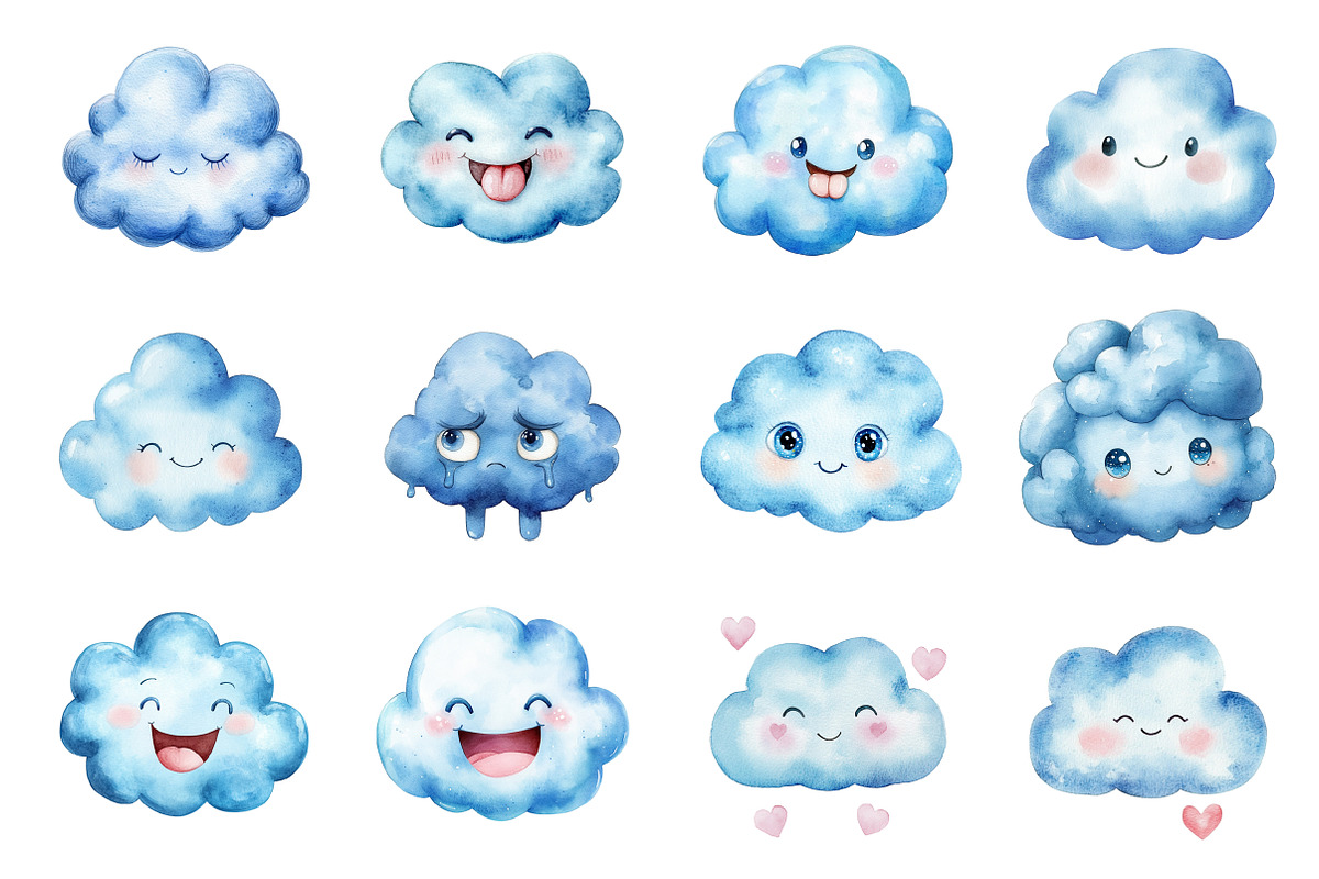 Blue Emoticon Cloud, an Illustration by Design Market (Photo 2 of 4)