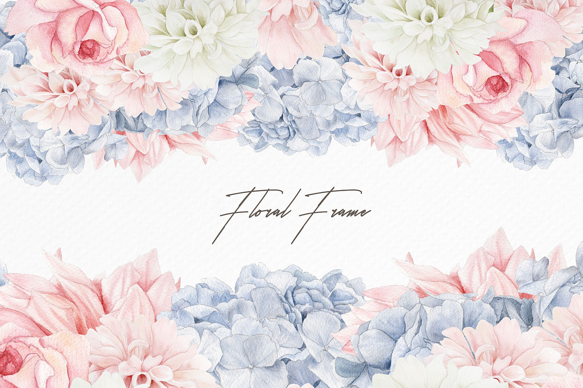 Pastel Watercolor Floral Frame, a Decorative Illustration by May • SHO (Photo 1 of 2)