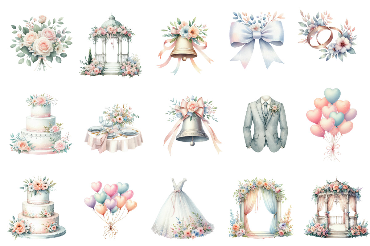Watercolor Wedding Clipart, an Illustration by Designworld (Photo 3 of 5)
