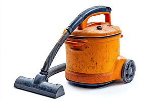 Orange vacuum cleaner with hose and, a Photo by Tanuart
