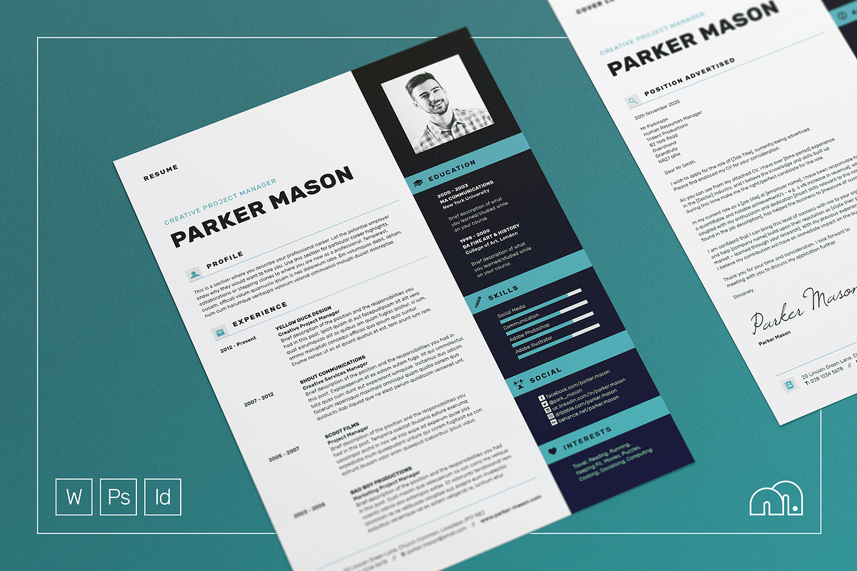 Resume/CV - Parker, a Resume Template by bilmaw creative (Photo 1 of 3)