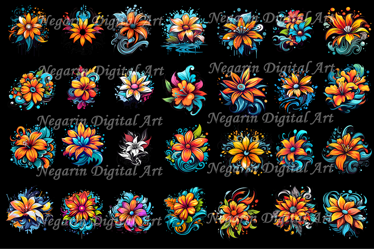 Watercolor Lily Logo Art Clipart, an Object Graphic by Negarin Digital Art (Photo 4 of 11)