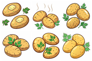 Cartoon Illustration of Potatoes, an Object Graphic by Billah Hub