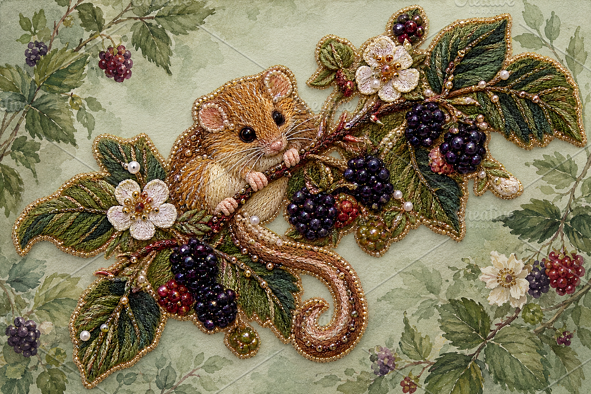 Embroidered Dormouse PNG, an Object Graphic by The Edit (Photo 3 of 3)