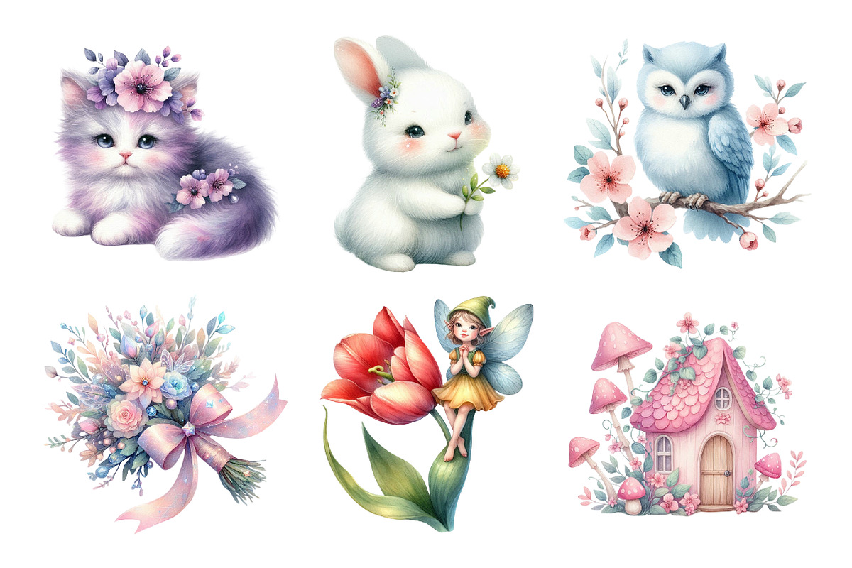 Cute Magic Floral Fantasy Clipart, an Illustration by Daily.Designs (Photo 4 of 5)