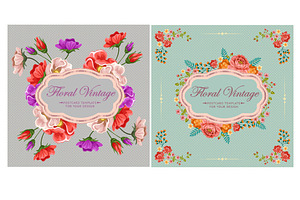 9 Vintage Flower Card Collection