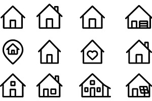 Collection of simple house icons, an Object Illustration by ZinetroN