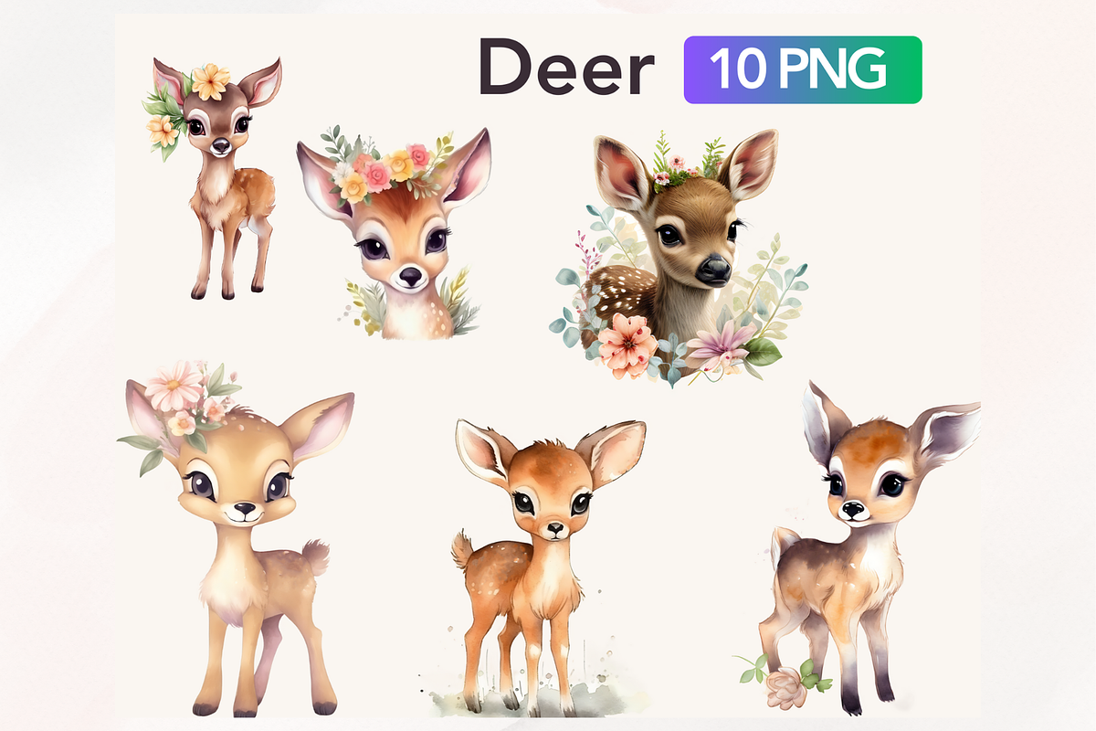 Watercolor Deer, Baby Deer Clipart, an Animal Illustration by TimCanvaTemplate (Photo 3 of 4)
