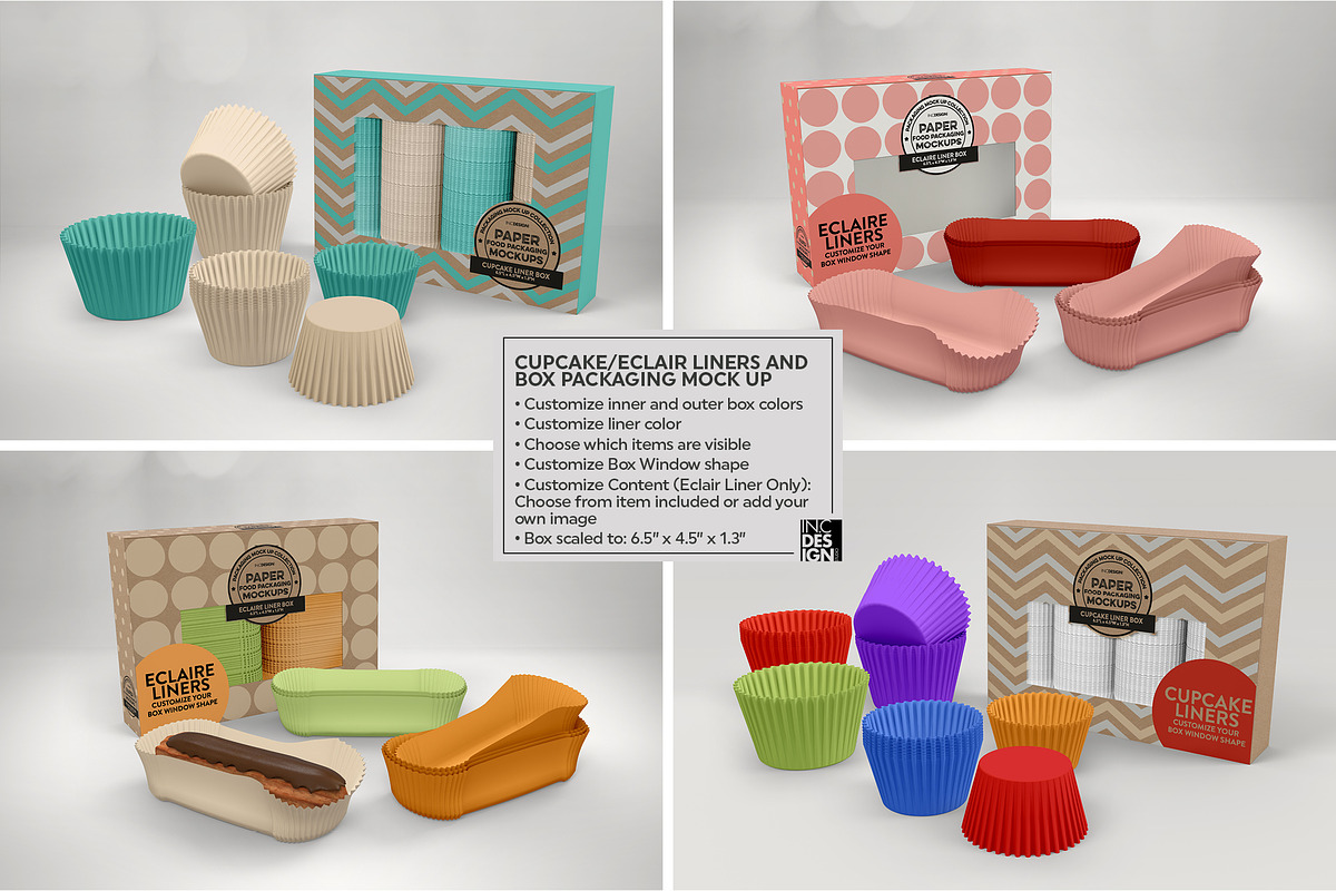 Cupcake Eclaire Liner Box Mockup, a Cups & Container Mockup by INCDesign (Photo 3 of 8)