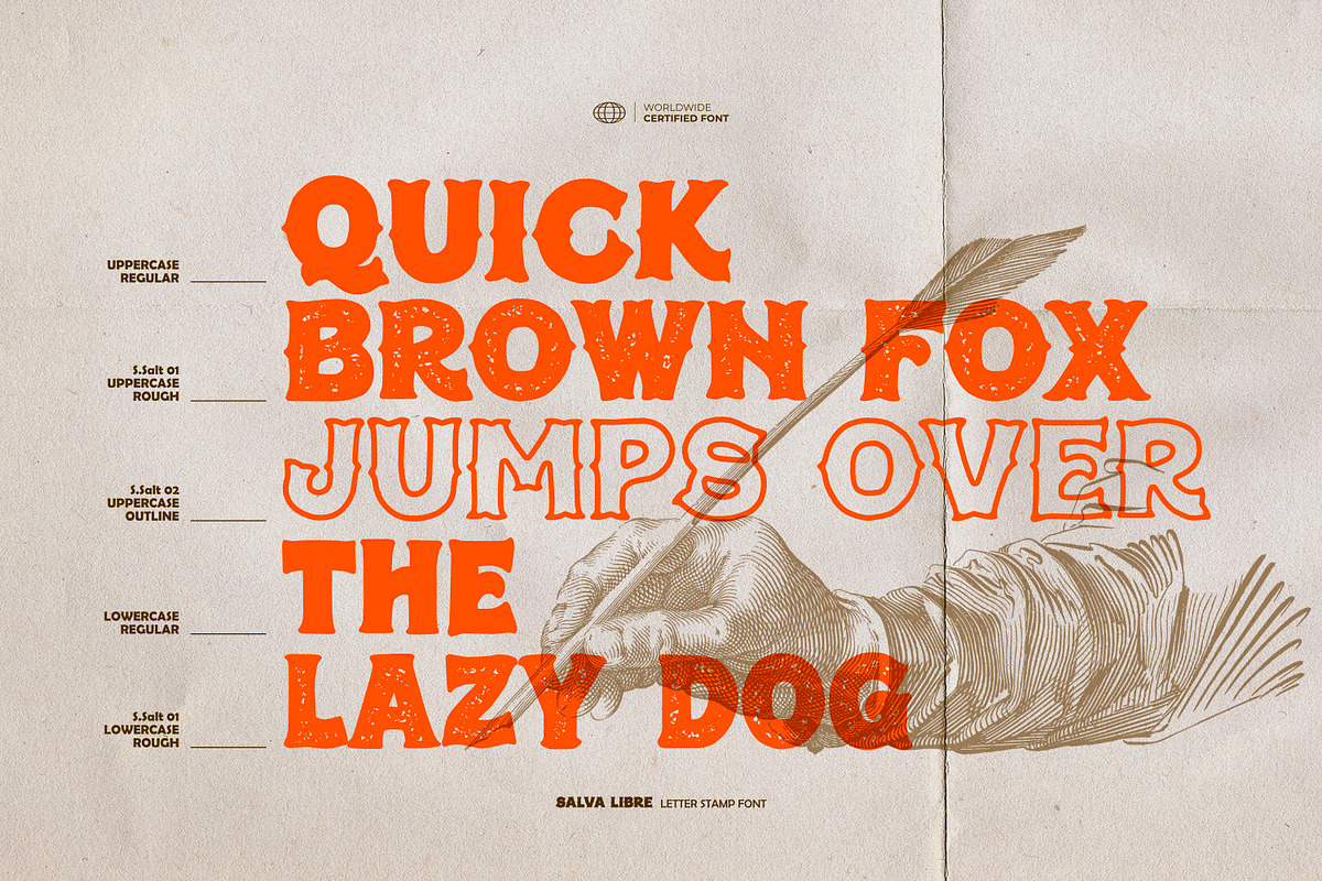 Salva Libre - Letter Stamp Font, a Serif Font by ikiiko (Photo 5 of 7)