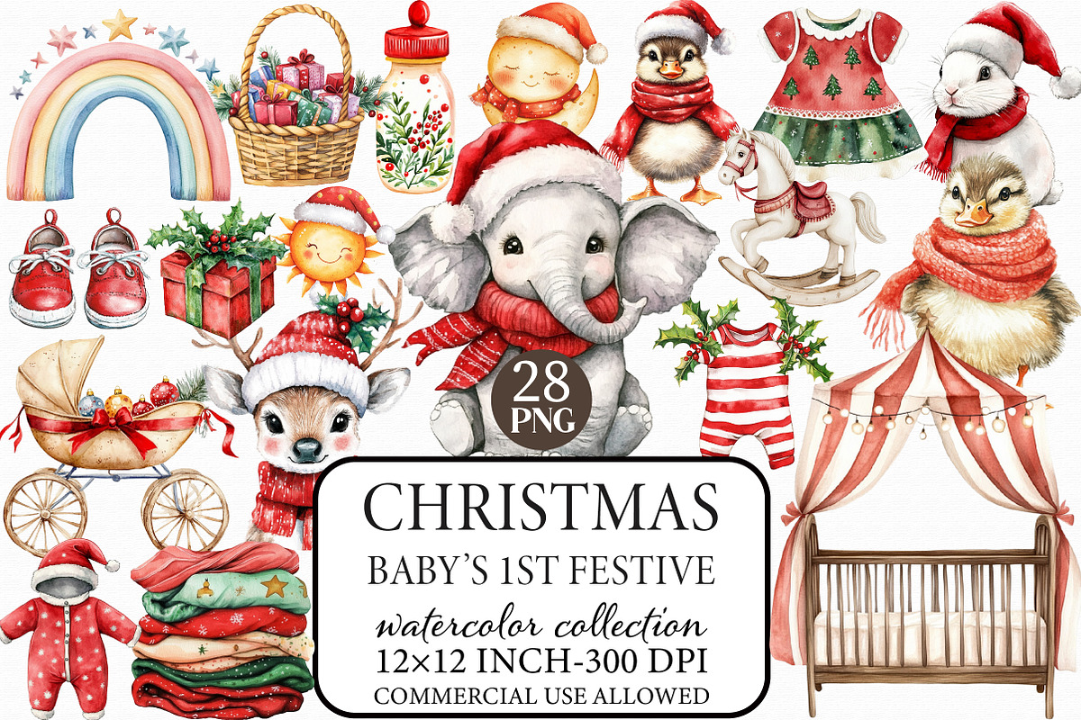 Baby’s 1st Christmas Festive Clipart, an Illustration by Libby Wishes (Photo 1 of 7)
