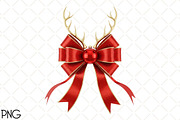 Christmas Reindeer Coquette Bow Png, an Illustration by Black Bird Studio (Thumbnail 1 of 4)